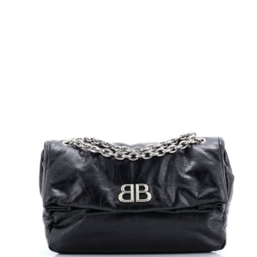 Balenciaga Monaco Chain Flap Shoulder Bag Leather Small