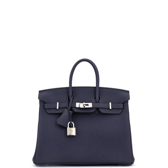 Hermes Birkin Handbag Blue Togo with Palladium Hardware 25