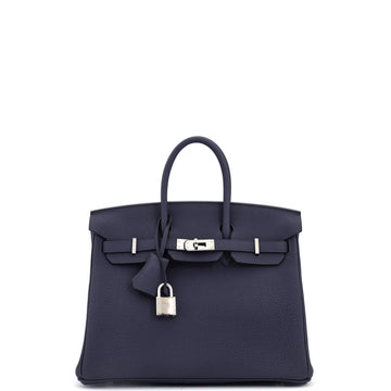 Hermes Birkin Handbag Blue Togo with Palladium Hardware 25
