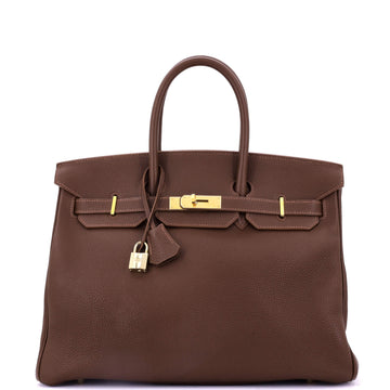 Hermes Birkin Handbag Brown Togo with Gold Hardware 35