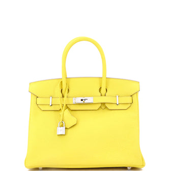 Hermes Birkin Handbag Yellow Togo with Palladium Hardware 30