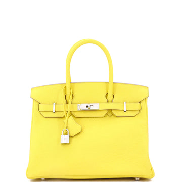 Hermes Birkin Handbag Yellow Togo with Palladium Hardware 30