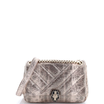 Bvlgari Serpenti Cabochon Shoulder Bag Diagonal Quilted Metallic Karung Small