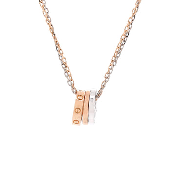Cartier Love 3 Ring Pendant Necklace 18K Rose Gold and 18K White Gold with 6 Diamonds