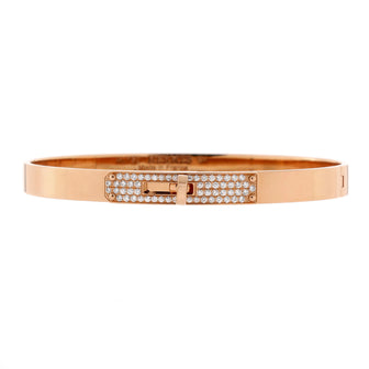 Hermes Kelly Bracelet 18K Rose Gold and Pave Diamonds Small