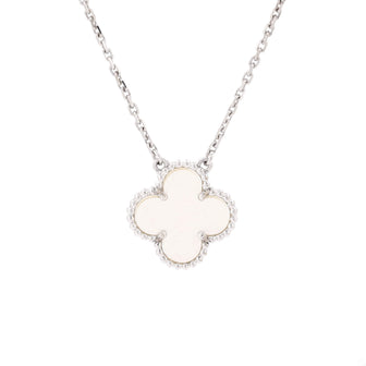 Van Cleef & Arpels Vintage Alhambra Pendant Necklace 18K White Gold and Mother of Pearl