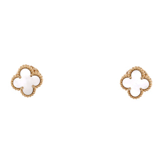 Van Cleef & Arpels Sweet Alhambra Stud Earrings 18K Yellow Gold and Mother of Pearl