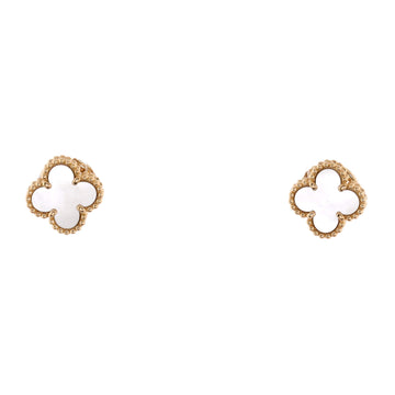 Van Cleef & Arpels Sweet Alhambra Stud Earrings 18K Yellow Gold and Mother of Pearl