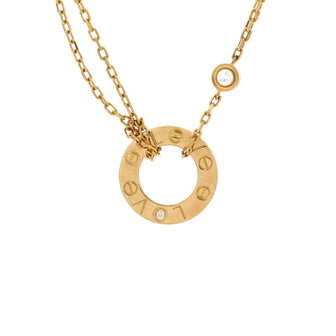 Cartier 2 Diamonds Love Pendant Necklace 18K Yellow Gold and Diamonds