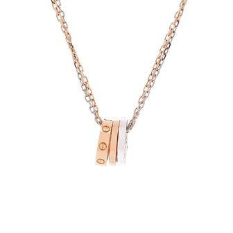 Cartier Love 3 Ring Pendant Necklace 18K Rose Gold and 18K White Gold with 6 Diamonds
