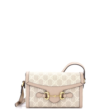 Gucci Horsebit 1955 Flap Crossbody Bag GG Coated Canvas Mini