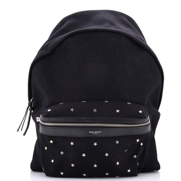 Saint Laurent City Backpack Studded Canvas Medium