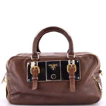 Prada Lock Plate Zippers Satchel Glace Calf Large