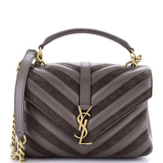 Saint Laurent Classic Monogram College Bag Matelasse Chevron Leather and Suede Medium