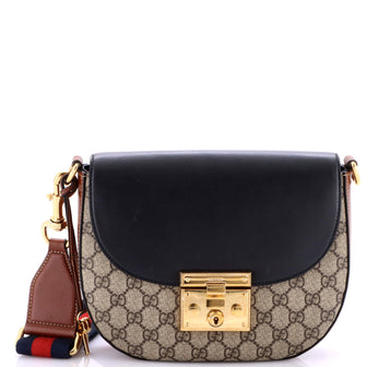 Gucci Padlock Saddle Shoulder Bag GG Coated Canvas and Leather Medium