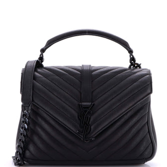 Saint Laurent Classic Monogram College Bag Matelasse Chevron Leather Medium