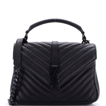 Saint Laurent Classic Monogram College Bag Matelasse Chevron Leather Medium
