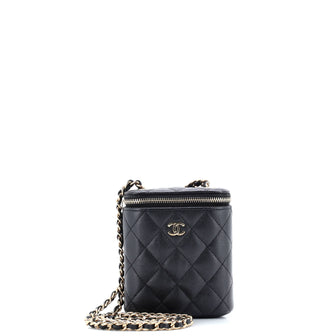 Chanel Vertical Classic Vanity Case with Chain Quilted Caviar Mini
