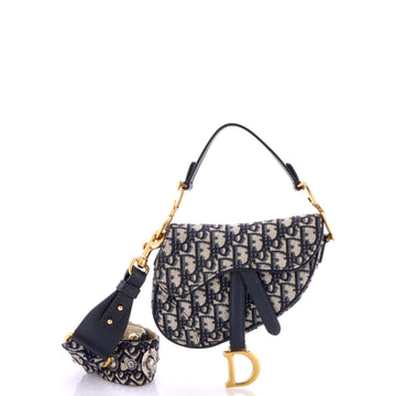 Christian Dior Saddle Handbag with Strap Oblique Canvas Mini