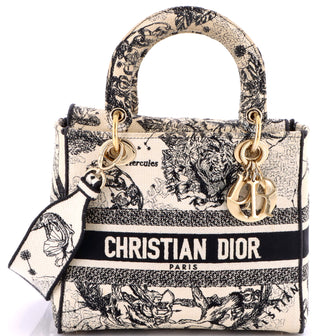 Christian Dior Lady D-Lite Bag Embroidered Canvas Medium
