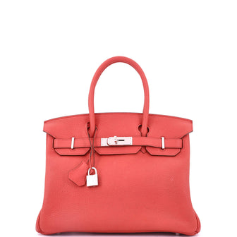 Hermes Birkin Handbag Pink Clemence with Palladium Hardware 30