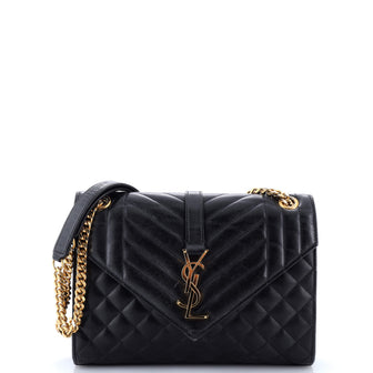 Saint Laurent Classic Monogram Envelope Satchel Mixed Matelasse Leather Medium