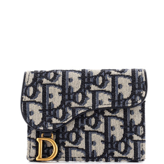 Christian Dior Saddle Card Case Oblique Canvas