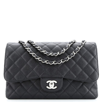 Chanel Classic Single Flap Bag Quilted Caviar Jumbo