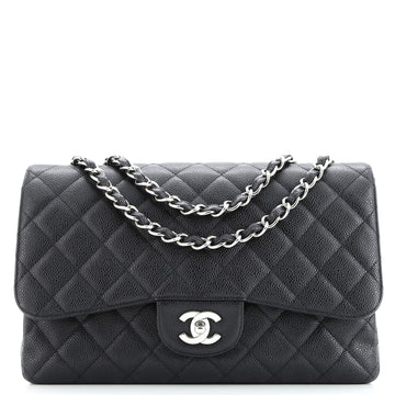 Chanel Classic Single Flap Bag Quilted Caviar Jumbo
