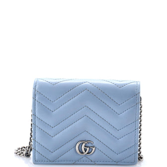 Gucci GG Marmont Card Case on Chain Matelasse Leather