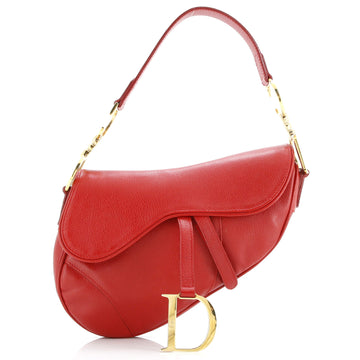 Christian Dior Saddle Handbag Leather Medium