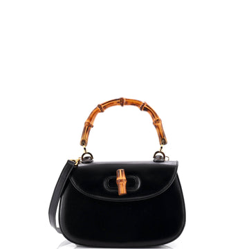 Gucci Vintage Convertible Bamboo Top Handle Bag Leather Medium