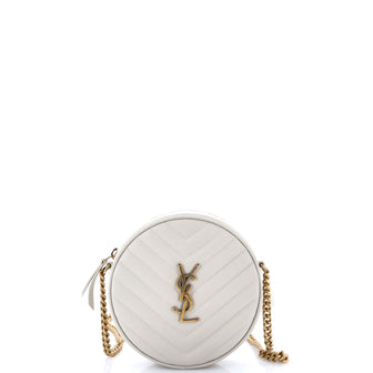 Saint Laurent Vinyle Round Camera Bag Matelasse Chevron Leather