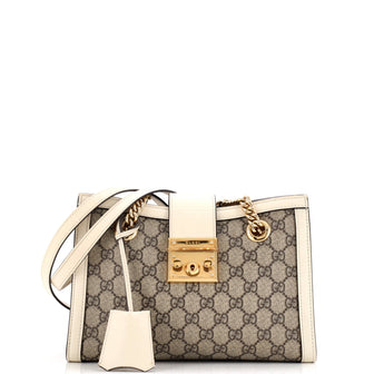 Gucci Padlock Chain Tote GG Coated Canvas with Leather Small