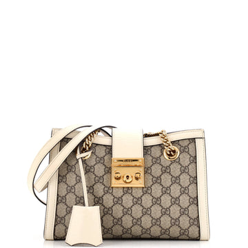 Gucci Padlock Chain Tote GG Coated Canvas with Leather Small
