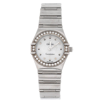 Omega Constellation Quartz Watch Stainless Steel with Diamond Bezel and Mother of Pearl 23