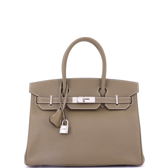 Hermes Birkin Handbag Grey Epsom with Palladium Hardware 30