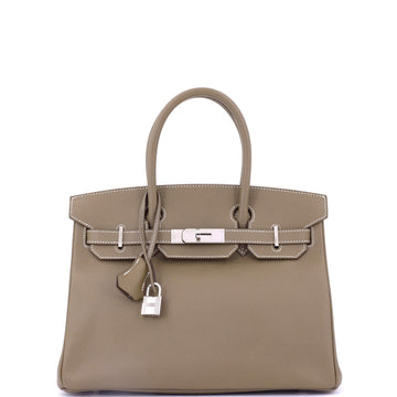Hermes Birkin Handbag Grey Epsom with Palladium Hardware 30