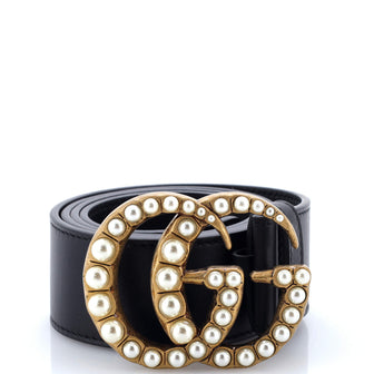 Gucci Pearly GG Marmont Belt Leather Wide
