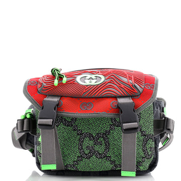 Gucci Buckle Flap Chest Strap Backpack GG Fabric with Rubber