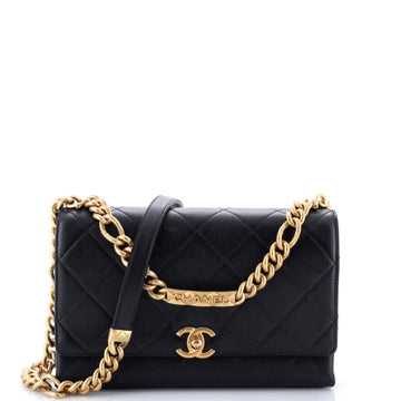 Chanel Bracelet On Chain Flap Bag Quilted Caviar Medium