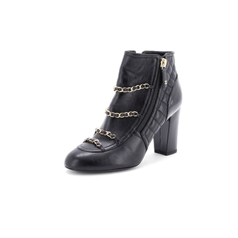 Chanel Women's Chain Zip Ankle Boots Quilted Leather