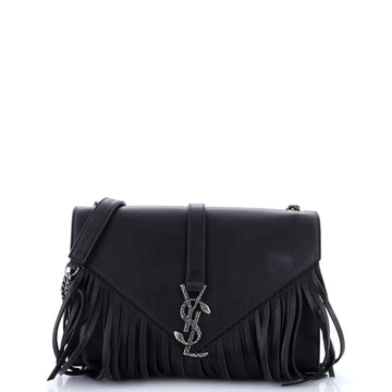 Saint Laurent Classic Monogram Fringe Crossbody Bag Leather Medium