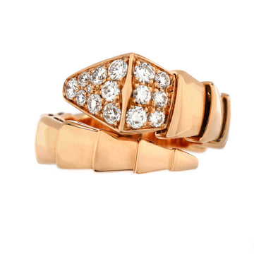 Bvlgari Serpenti Viper One-Coil Ring 18K Rose Gold with Diamonds Wide