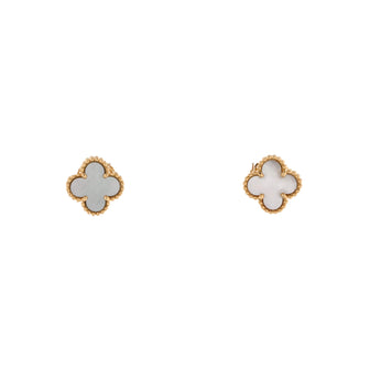 Van Cleef & Arpels Sweet Alhambra Stud Earrings 18K Yellow Gold and Mother of Pearl