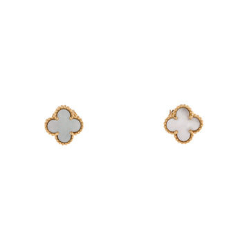 Van Cleef & Arpels Sweet Alhambra Stud Earrings 18K Yellow Gold and Mother of Pearl