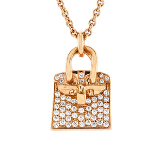 Hermes Birkin Amulette Pendant Necklace 18K Rose Gold and Diamonds