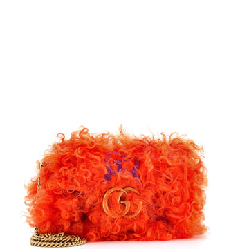 Gucci GG Marmont Flap Bag GG Embroidered Shearling Super Mini