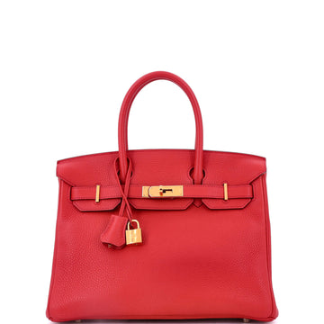 Hermes Birkin Handbag Red Togo with Gold Hardware 30