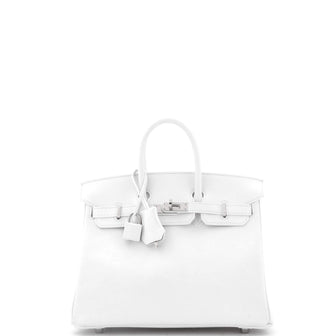 Hermes Birkin Handbag White Swift with Palladium Hardware 25